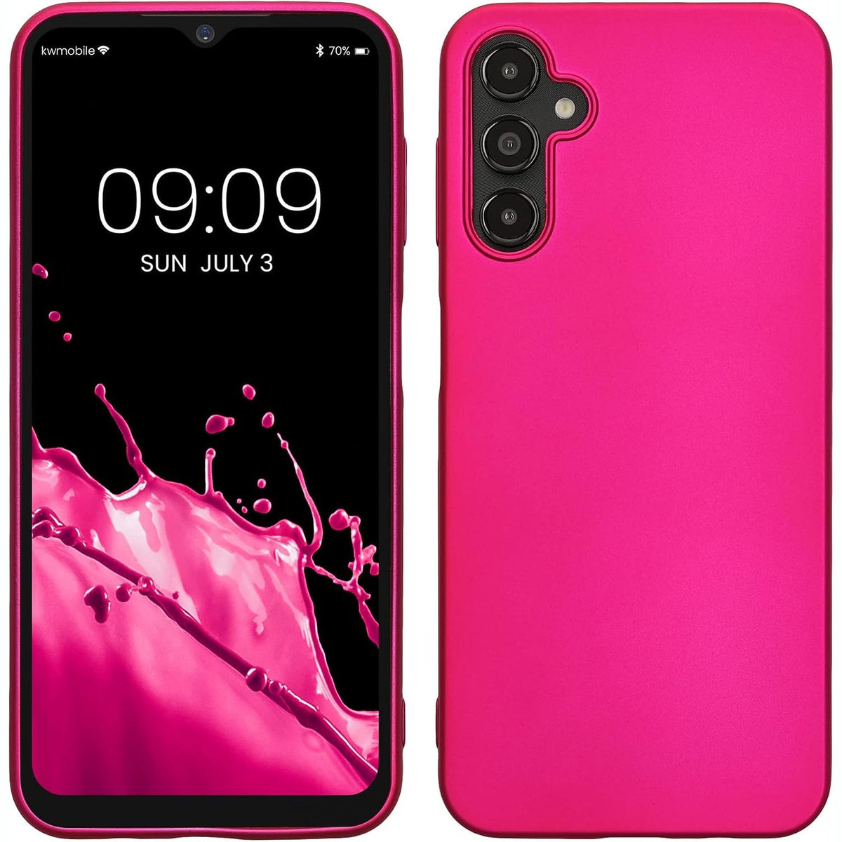 310675 - KWMOBILE - Mbrojtëse për Samsung Galaxy A14 5G - Mbrojtëse silikoni me shkëlqim metalik - Rozë metalike