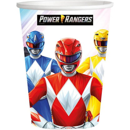 202666 - BEENSMILE, Gota Kartoni të Njëpërdorshme POWER RANGERS, Set 8 copë, Kapaciteti 250 ml, Përdorim për Festat dhe Ditëlindjet e Fëmijëve