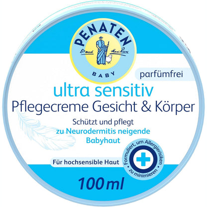 319147 - PENATEN - Krem Kujdesi Ultra i Ndjeshëm për Fytyrën dhe Trupin 100ml - Krem pa aromë për Foshnje - Kujdesës për Lëkurë Shumë të Ndjeshme