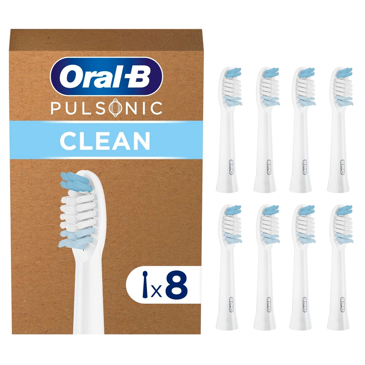 289840 - ORAL-B - Koka Furçash Zëvendësuese Pulsonic Clean, të Bardha, Pako me 8 Furça