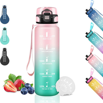 293996 - Shishe Uji për Fëmijë 500ml, E Papërshkueshme nga Rrjedhjet me Shënues Kohe, Rozë-Cian