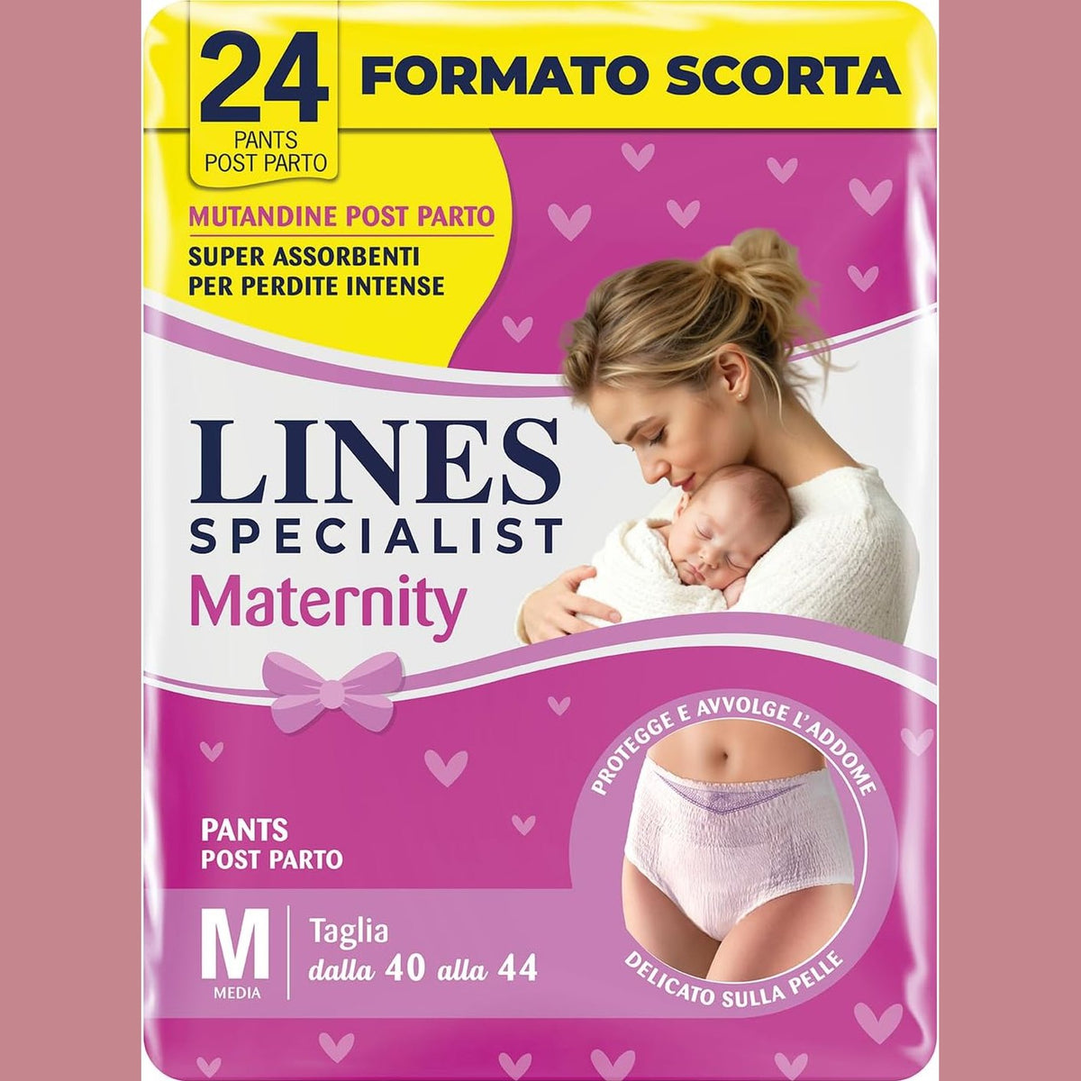 311479 - LINES SPECIALIST Maternity, Mbathje Absorbuese Postpartum, Mbështetje Barku, Thithje të Shpejtë, Madhësia M, Pako me 24 copë