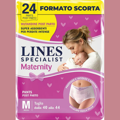 311479 - LINES SPECIALIST Maternity, Mbathje Absorbuese Postpartum, Mbështetje Barku, Thithje të Shpejtë, Madhësia M, Pako me 24 copë