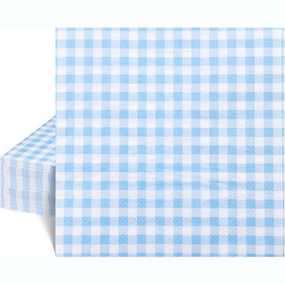 322151 - Pako me 40 Peceta Letre Gingham Blu e Çelët, 16.5 cm, me 2 shtresa