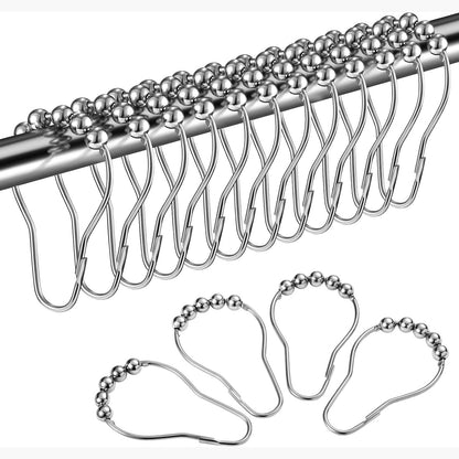 169094 - LIHAO - Unaza për Perde Dushi prej Çeliku Inox, Set 12 Copë, me Sistem Rrëshqitës, 69x39mm