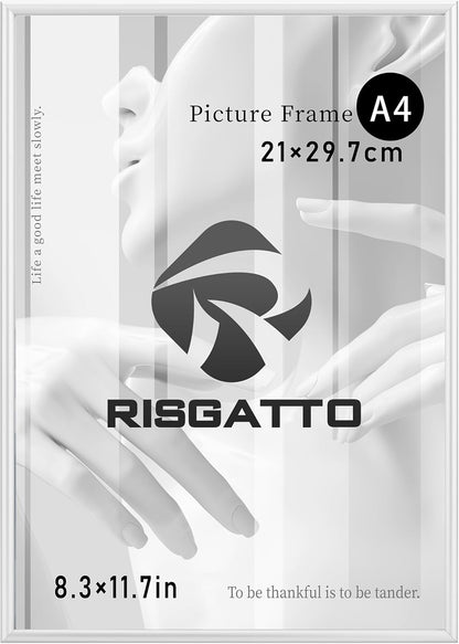 228581 - RISGATTO Kornizë fotografie DIN A3 (30x42 cm), Alumini me xham akrilik shumë transparent, Argjendi