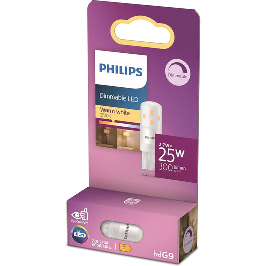 216408 - PHILIPS Llambë standarde LED, zëvendësuese për halogjenin 25W, bazë G9, dritë e bardhë e ngrohtë 2700K, e errësueshme, me acar