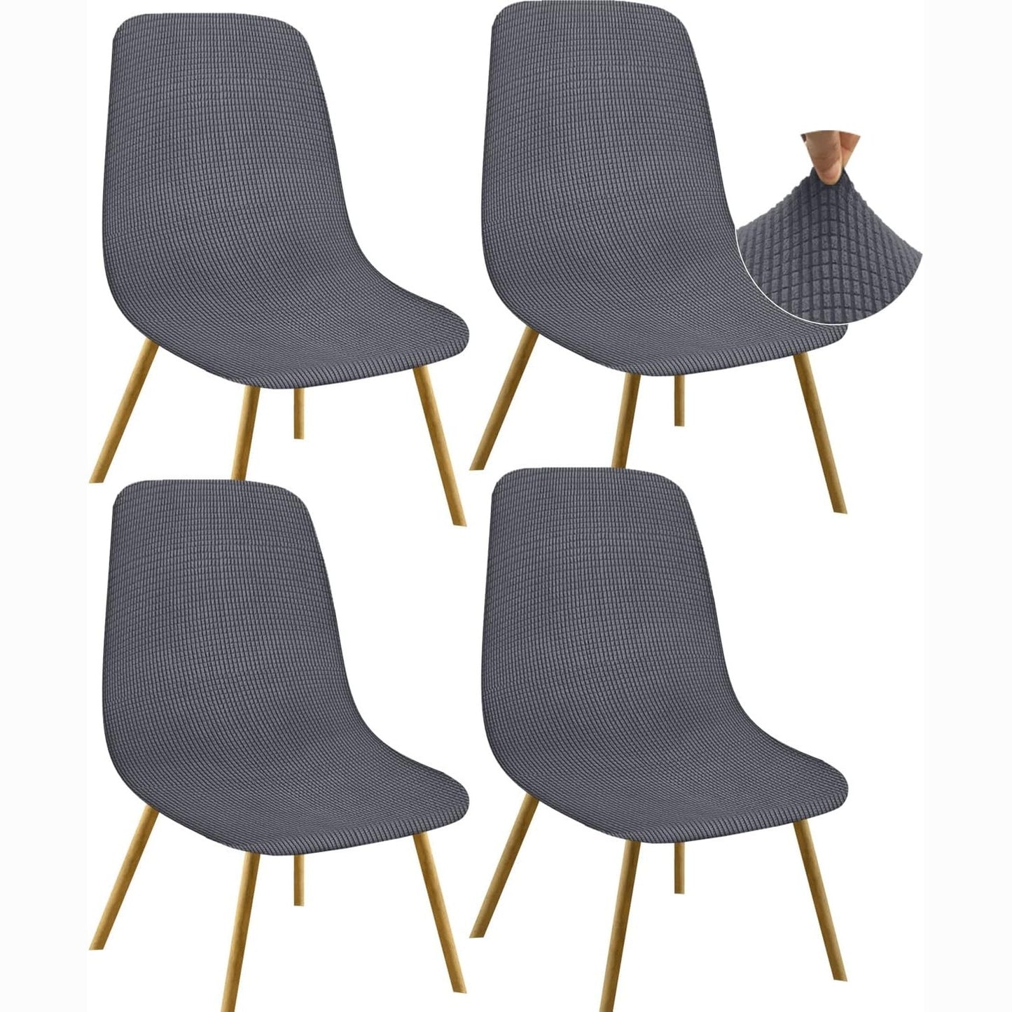 224374 - GRANBEST Mbulesa Jacquard për Karrige Ngrenie me Elastikë të Trashë, Set me 4 copë, Gri e Çelët