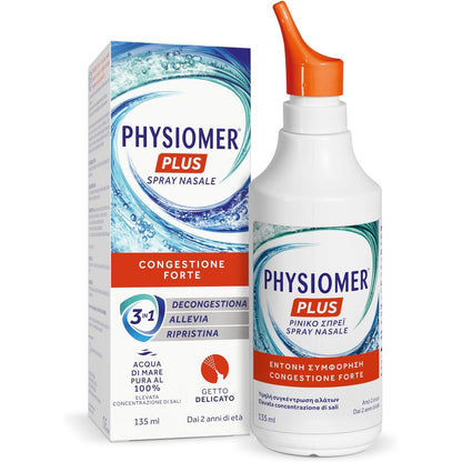 272066 - Physiomer® Plus Sprej Nazal 135 ml - Kongjestion i Fortë - 3 në 1: Dekongjeston │ Lehtëson │ Rivendos - Ujë deti 100% i pastër