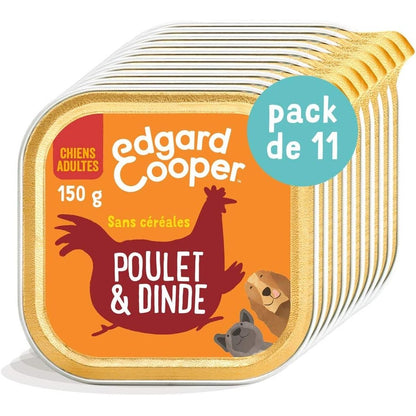 218655 - EDGARD & COOPER Ushqim për qen (Pulë dhe Gjel deti, 150g x 7), pa drithëra, mish i freskët dhe proteina cilësore, hipoalergjik, pa sheqer të shtuar