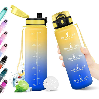 206285 - SHISHE UJI SPORTIVE e papërshkueshme nga rrjedhjet, Kapacitet 500 ml, Material pa BPA, me Filtër dhe Shënues Kohe, e Përshtatshme për Palestër, Yoga, Kamping, Çiklizëm, Shkollë, Zyrë, për të Rritur dhe Pije të Gazuara