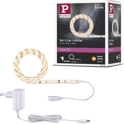 257529 - Paulmann FN SimpLED 78953 LED-Streifen me prizë 12V 1.5m E bardhë e ngrohtë 1 copë [Klasa e energjisë G]