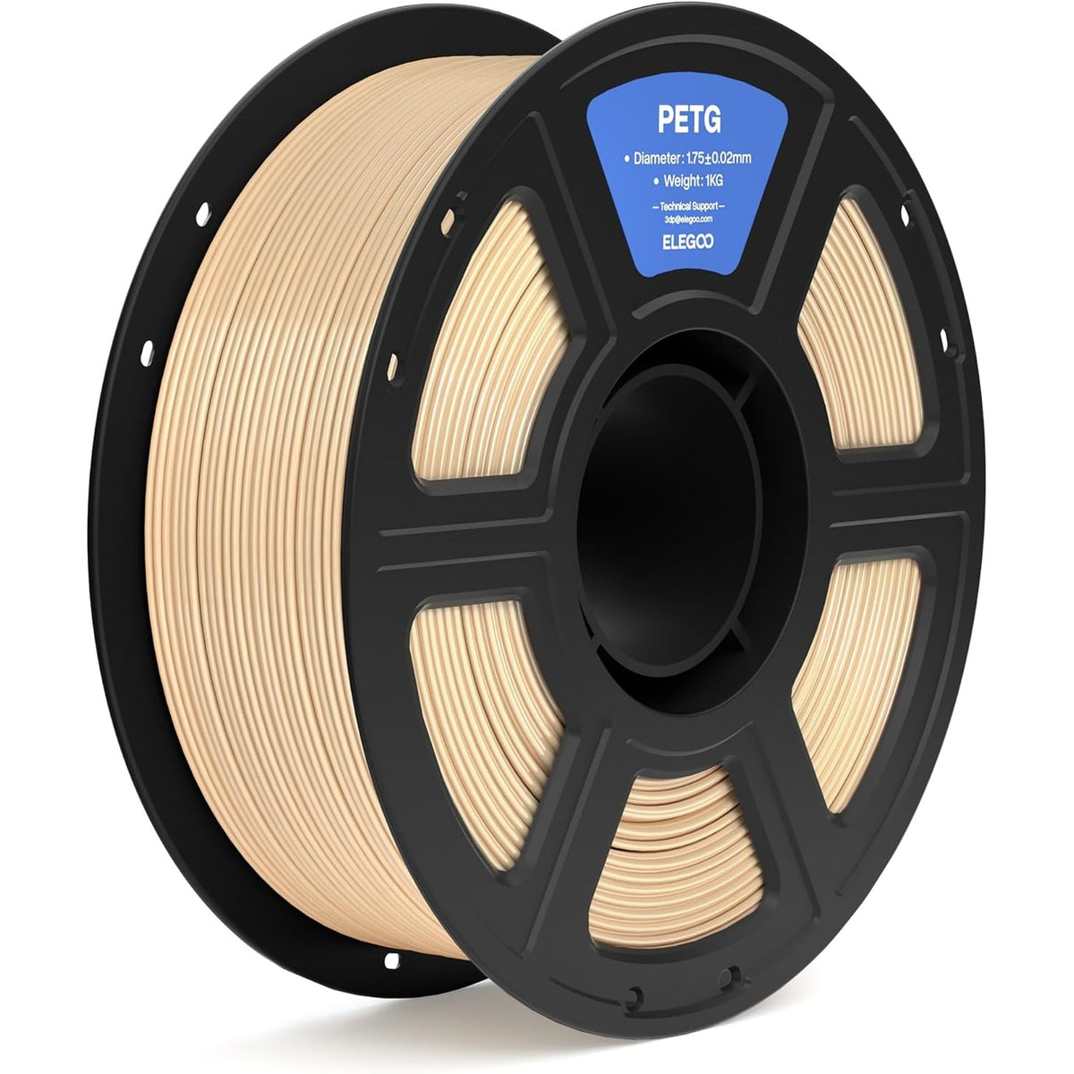 310373 - ELEGOO Filament PETG 1.75 mm, bezhë, 1KG, saktësi dimensionale ±0.02 mm, përputhshëm me shumicën e printerëve FDM