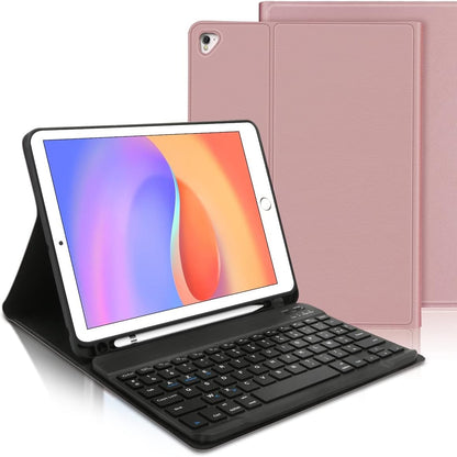 296006 - IVEOPPE Kuti tastiere për iPad 9.7 inç, gjenerata e 6-të 2018/iPad 5th, Bluetooth, versioni francez, rozë