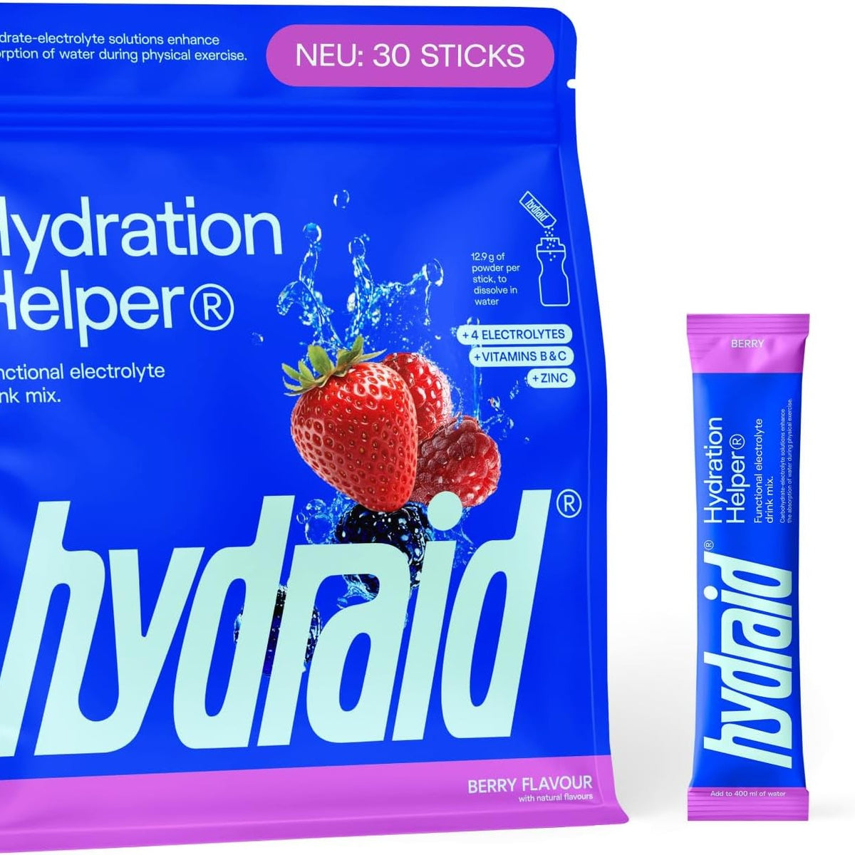 302100 - HYDRAID Hydration Helper® BERRY, 30 Qese, 1115 mg Elektrolite, për Sport dhe Rimëkëmbje