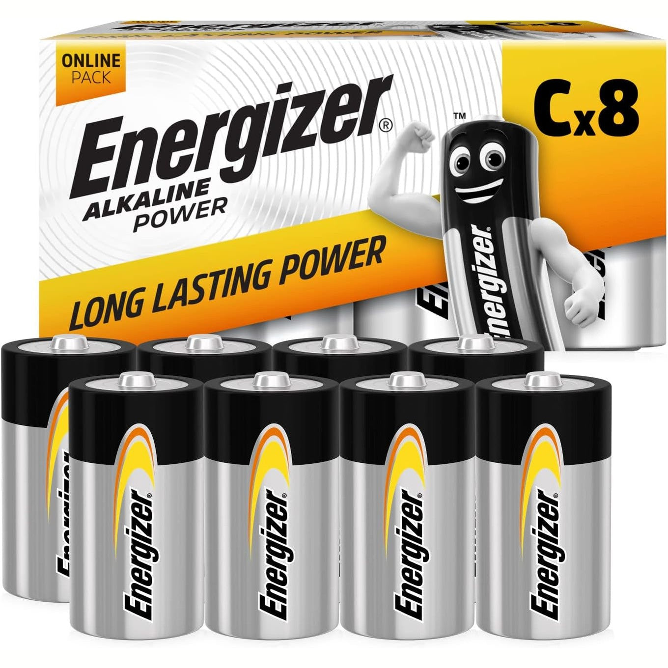 273926 - ENERGIZER Bateri Alkaline Power C (Pako me 8), Alkaline, Energji afatgjatë, Paketim 100% i riciklueshëm, Jetëgjatësi 7-vjeçare