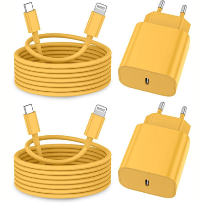269004 - Kabllo Karikimi për iPhone, [I Certifikuar nga MFi] 2 Kabllo 2M, USB-C në Lightning për iPhone 14 13 12 11 Pro Max XS XR X 8 7 6 Plus 5 iPad, i Verdhë