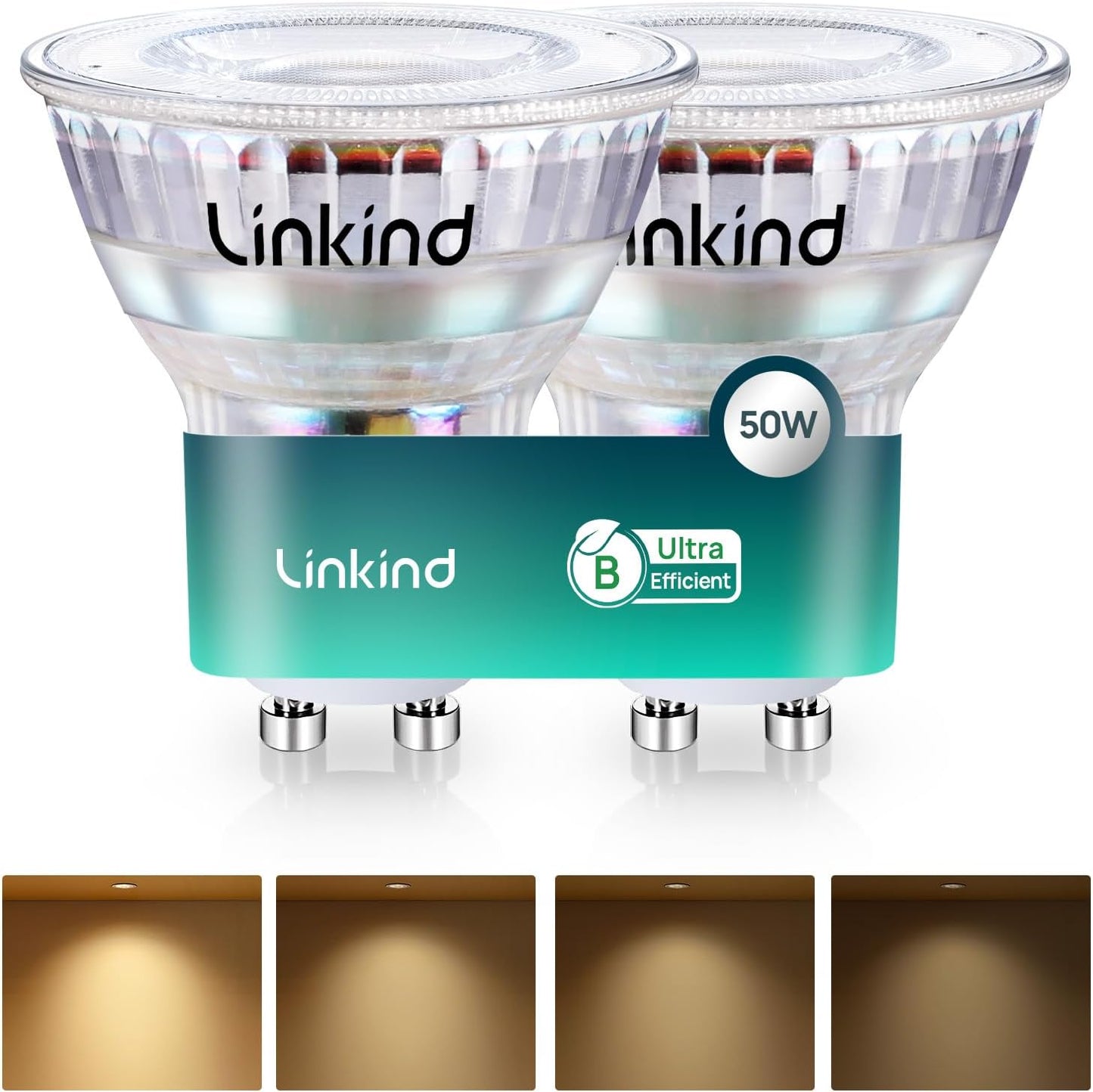 229818 - LINKIND Llambë LED GU10, 2.5W (zëvendëson 50W), 2700K e bardhë e ngrohtë, 415lm, kënd rrezatimi 90°, pako me 2 copë