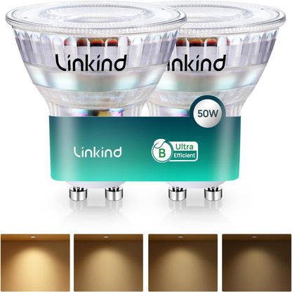 229818 - LINKIND Llambë LED GU10, 2.5W (zëvendëson 50W), 2700K e bardhë e ngrohtë, 415lm, kënd rrezatimi 90°, pako me 2 copë