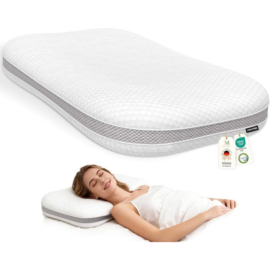 208117 - MENDALE - Jastëk Mbështetës Qafe me Lartësi të Rregullueshme, Shkumë Memorie Ergonomik, Mbulesë e Larëshme, 70x39.6 cm