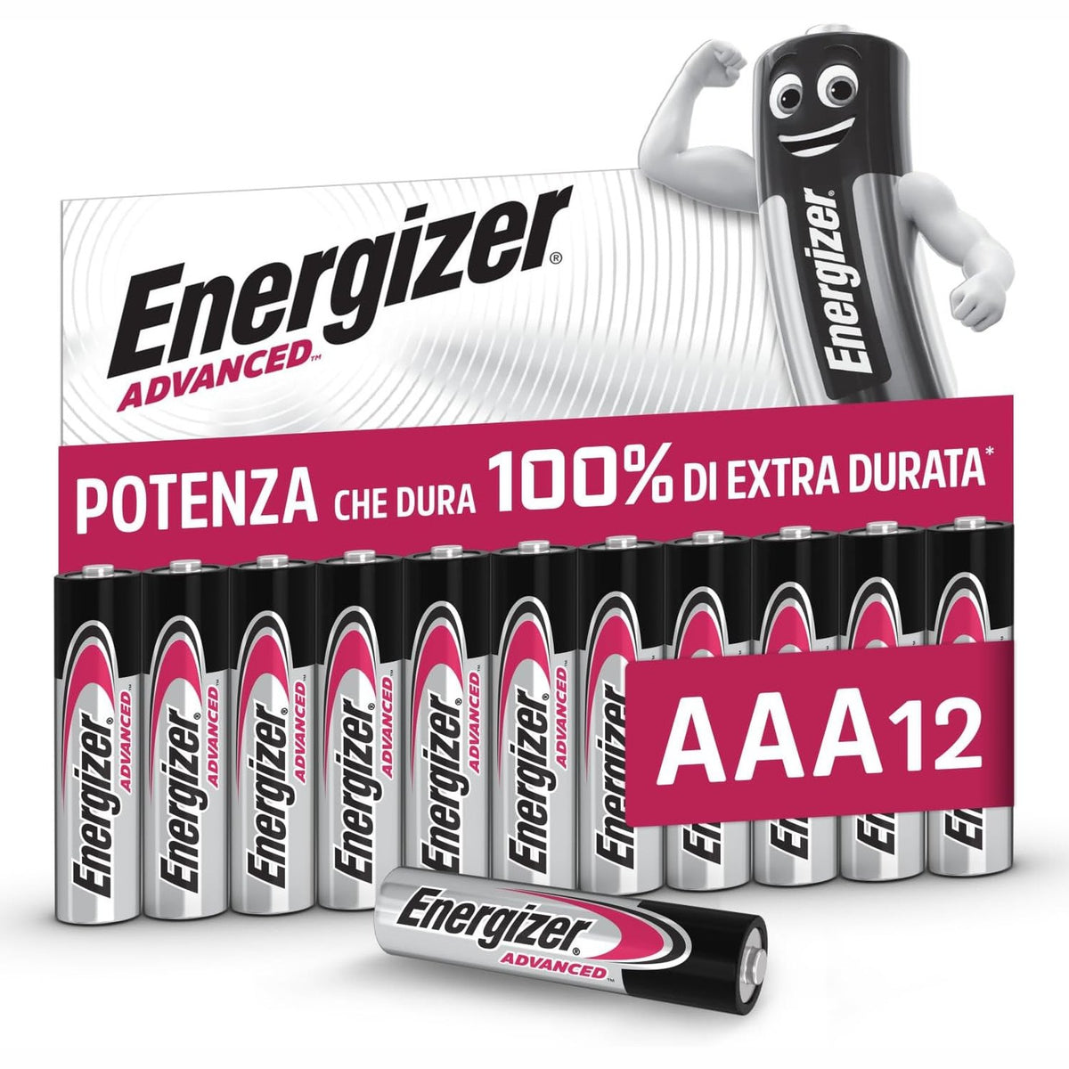 309259 - ENERGIZER Advanced - Bateri AAA, Pako me 12 copë, Bateri alkaline 1.5V, Jetëgjatësi 10-vjeçare, Paketim 100% pa plastikë