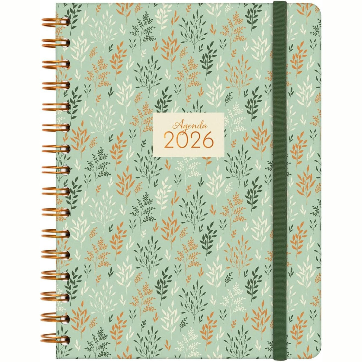 295380 - FINOCAM - Planifikues Spiral 2026, Pamje Horizontale Javore | Janar - Dhjetor (12 muaj) | Mbyllje Elastike | Kopertinë e Fortë - Gruri - Spanjisht