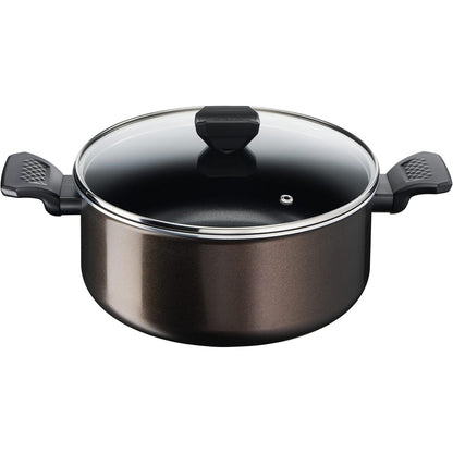 213735 - TEFAL Ena 24cm (4.7L) + Kapak Qelqi, I përshtatshëm për të gjitha sobat përveç atyre me induksion