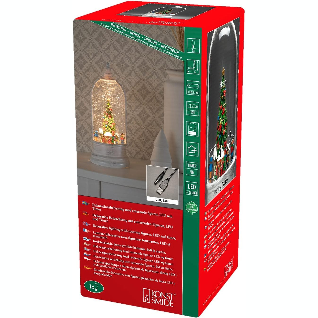 183133 - KONSTSMIDE Fener uji LED, 0.1W, i bardhë i ngrohtë, rrotullues, me çelës ndezje/fikjeje dhe kohëmatës 5 orësh, për ambiente të brendshme, bateri: 3 x C 1.5V (nuk përfshihet), modelo 4261-200, një madhësi