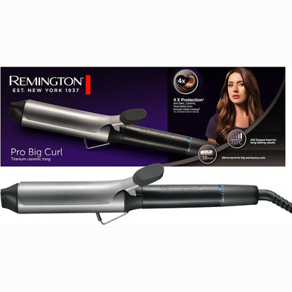 321248 - REMINGTON Hekur kaçurrelash Pro Big Curl - 38 mm, mbrojtje 4-fish, veshje antistatike qeramike-turmalinë, ekran dixhital deri në 210°C, me kapëse, ngjyra e zezë, CI5538