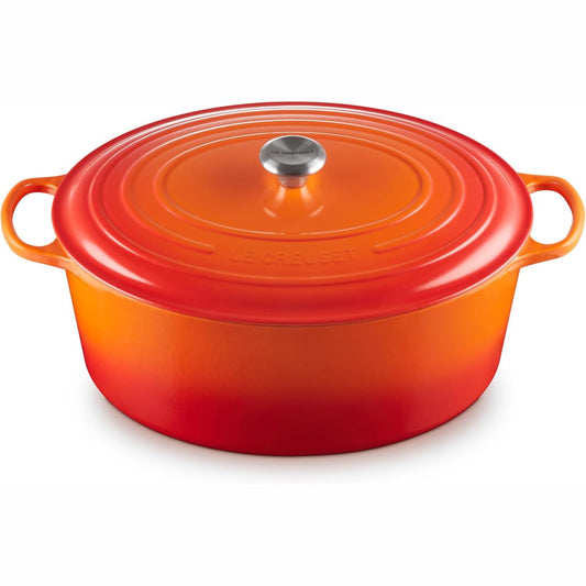 217016 - LE CREUSET Ena për pjekje prej gize të emaluar Signature me kapak, 40 cm, Ovale, 13.9 L, Vullkanike