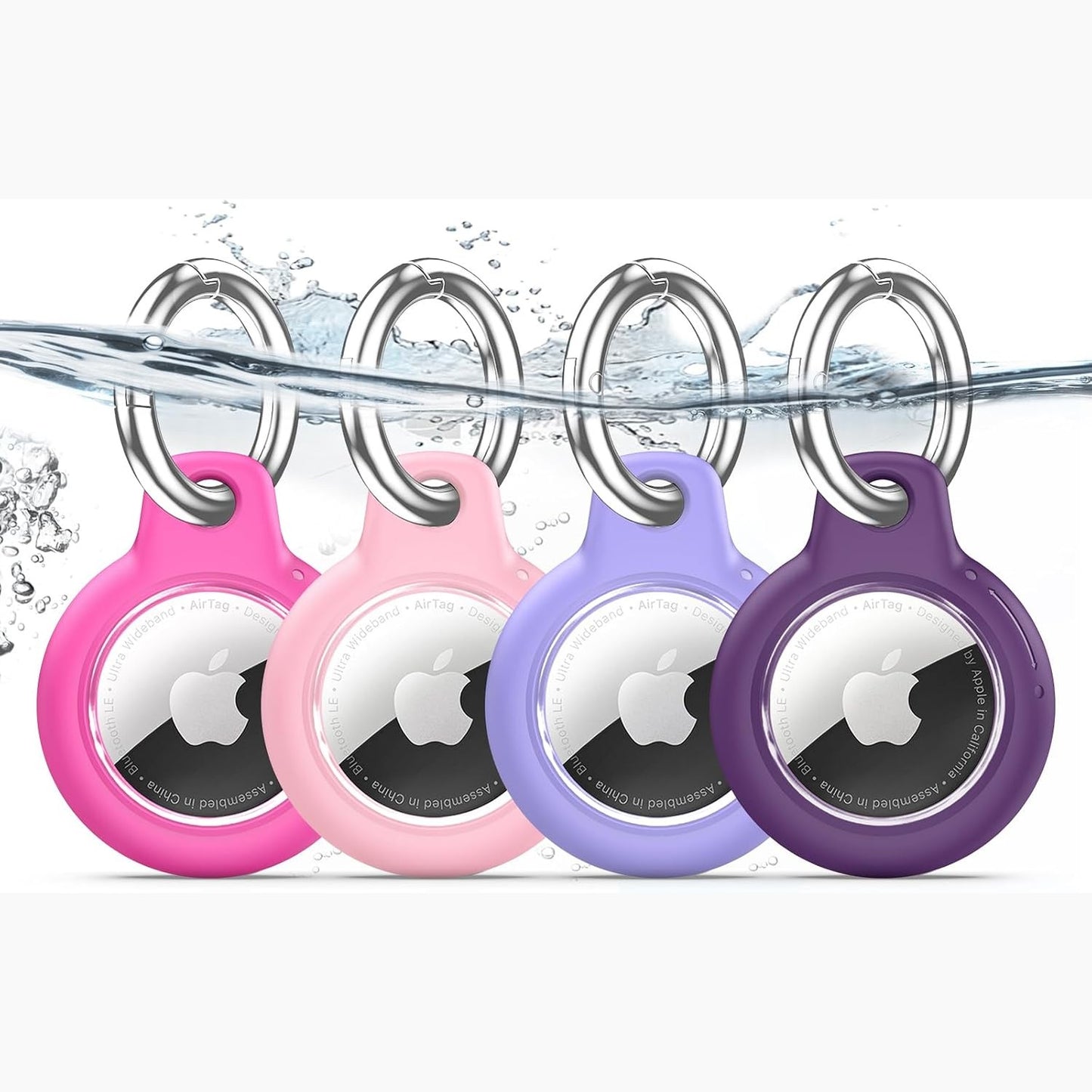 274507 - AIRTACK Mbajtëse TNSNK e papërshkueshme nga uji për Apple, varëse çelësash për bagazhe/biçikleta/kafshë shtëpiake (rozë e kuqe + rozë + vjollcë + vjollcë e errët)