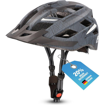 293011 - FISCHER Kaskë biçiklete për të rritur, Kaskë qyteti Urban Plus Brooklyn, L/XL, 58-61cm, Blu, me dritë LED të integruar të pasme