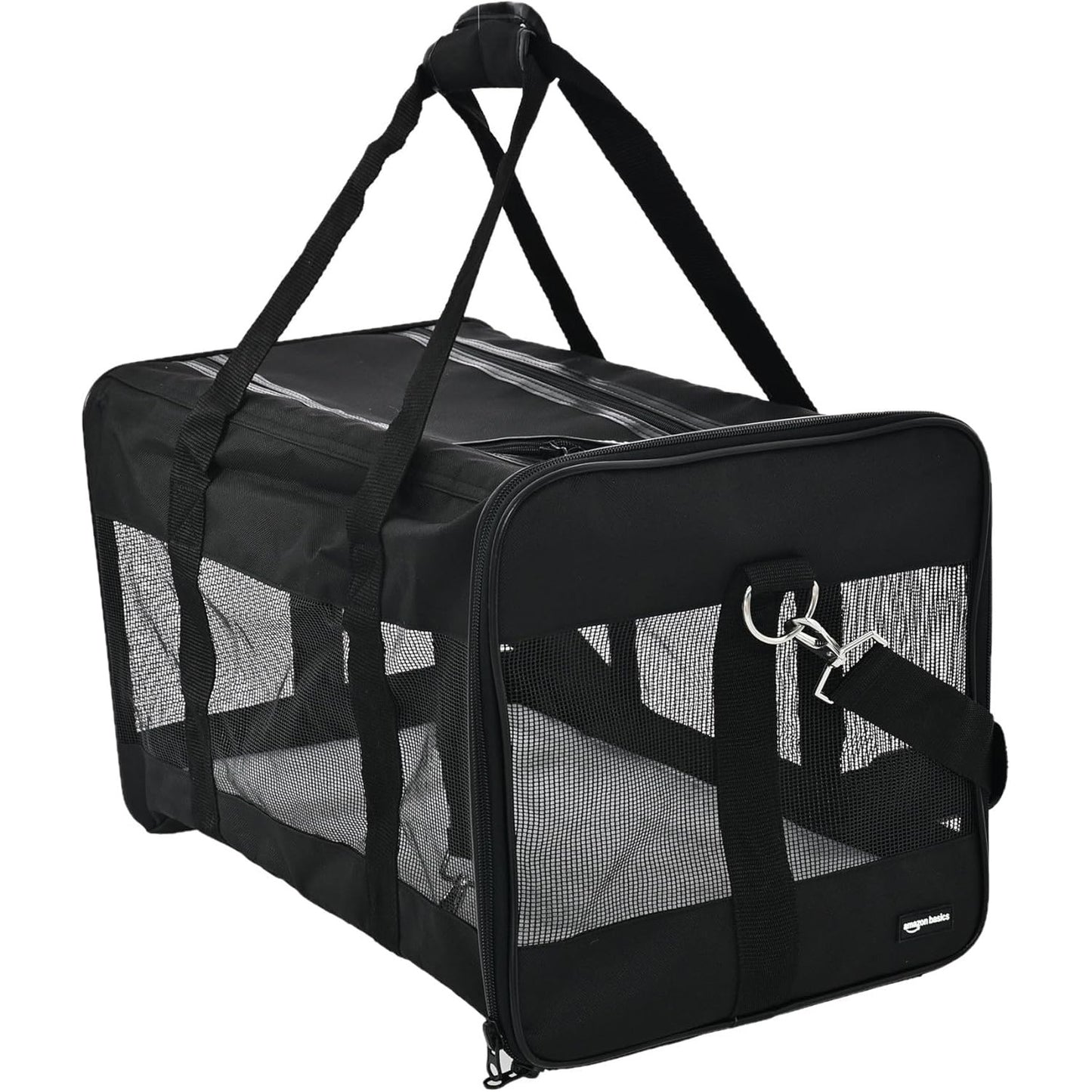 222942 - AMAZON BASICS Çantë për kafshë shtëpiake AMZSC-002, anë të buta, mesatare, 42 x 27 x 28 cm, e zezë