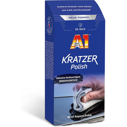 314638 - DR. WACK A1 Gërvishtës Polish 50 ml me leckë mikrofibre - Heqës gërvishtjesh për makina - Pastë lustruese për bojë dhe plastikë - Lëmues makinash për më shumë shkëlqim