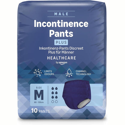 307412 - AMAZON MEN'S PANTS Pantallona për meshkuj Healthcare, Madhësia Plus Medium, 40 copë (4 pako me nga 10), Blu.