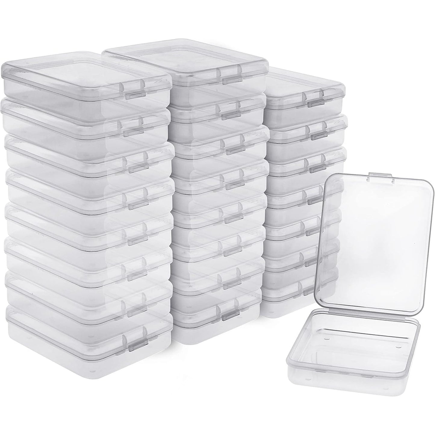 238541 - BELLE VOUS Set me 24 kuti të vogla plastike transparente për ruajtje me kapakë që hapen – 11.5 x 9.2 x 2.8 cm