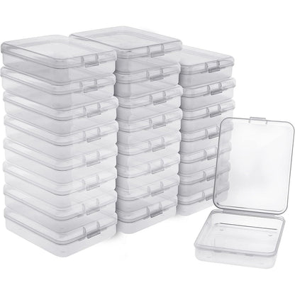 238541 - BELLE VOUS Set me 24 kuti të vogla plastike transparente për ruajtje me kapakë që hapen – 11.5 x 9.2 x 2.8 cm