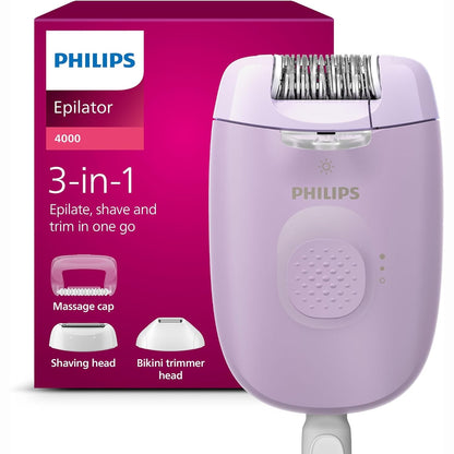 275018 - Philips Epilator Series 4000 BRE257/00, epilator me kabllo për trupin dhe vijën e bikinive, heqje qimesh, rruajtje, prerës flokësh, 0.5mm