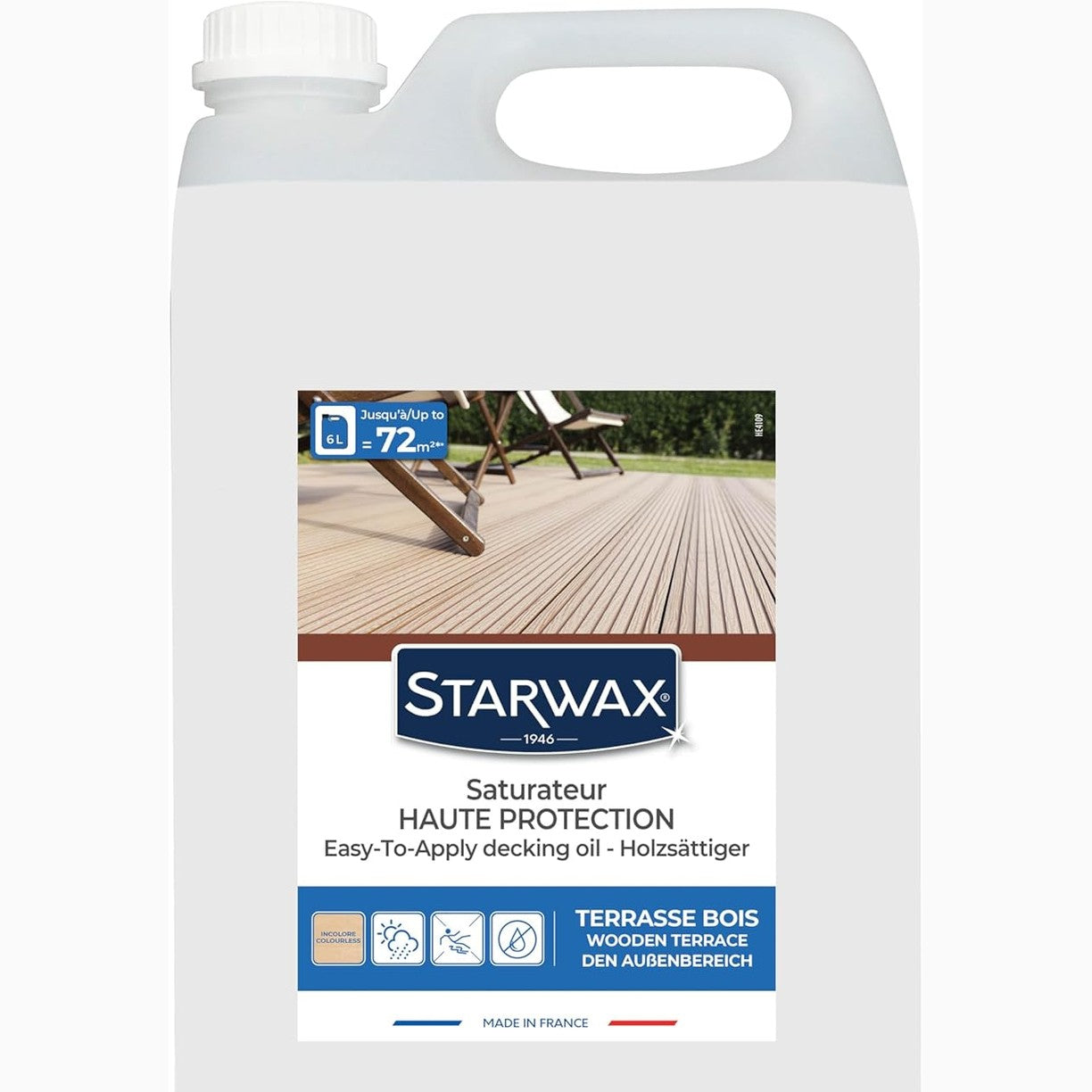245250 - STARWAX - Mbrojtje e Lartë e Ngopjes 6L - Pa Ngjyrë - Format i Madh - Mbron dhe Ushqen Thellë Fibrat e Drurit - Rezistent ndaj Motit - Tharje e Shpejtë - Pa Erë - Mbulon Deri në 72m²