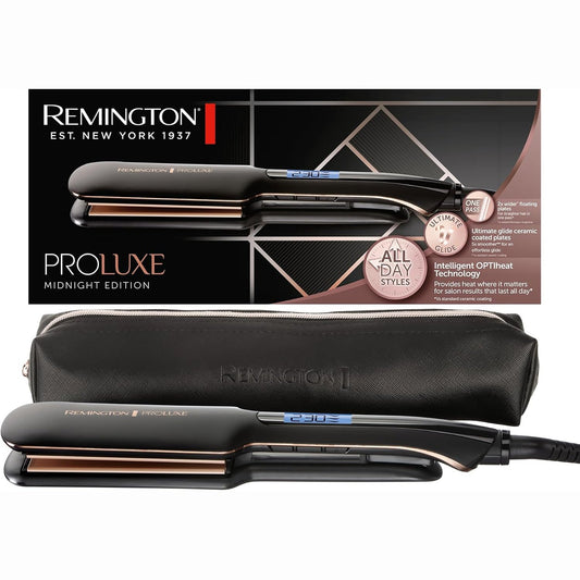 274949 - REMINGTON Pjatëzuese flokësh Proluxe S9150B, Pllaka stilimi qeramike 110 x 50 mm, Teknologjia OPTIheat, Ekran dixhital, Ngrohje e shpejtë