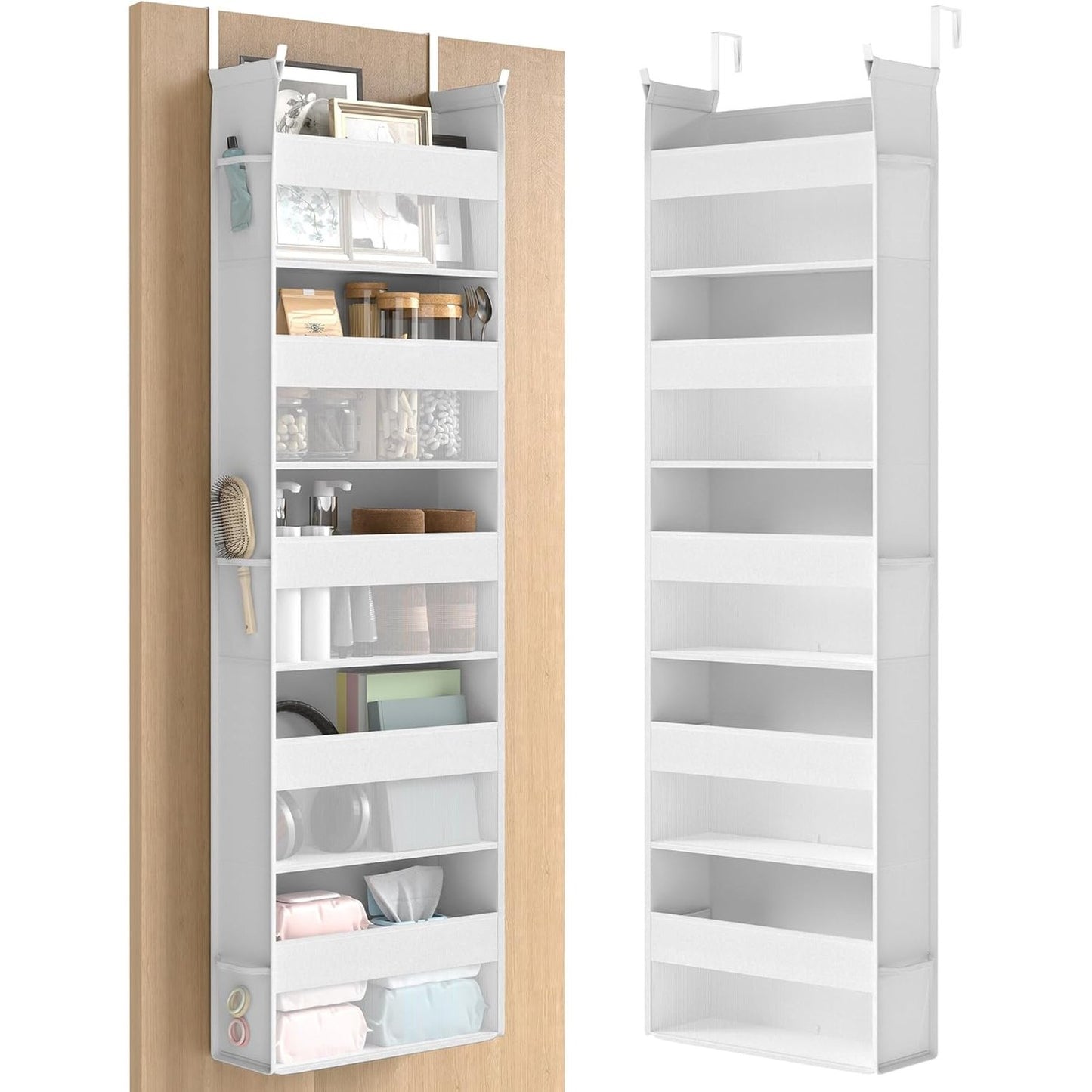 225326 - SONGMICS ORGANIZUES I VARUR MBI DERË, dollap prej pëlhure, rrjetë transparente najloni, e bardhë