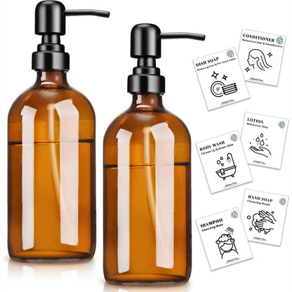 294027 - EUQVUNN Pako me 2 Dispenser Sapuni prej Qelqi të Artë, Dispenser Sapuni i Rimbushshëm 500ml