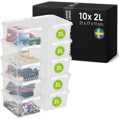222047 - SmartStore Kuti Ruajtjeje me Kapakë Classic 2L, 21x17x11 cm, 10 Kuti, Garanci 10-Vjeçare