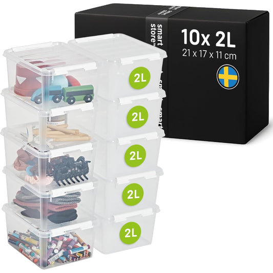 222047 - SmartStore Kuti Ruajtjeje me Kapakë Classic 2L, 21x17x11 cm, 10 Kuti, Garanci 10-Vjeçare