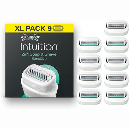 321225 - WILKINSON SWORD – Intuition 2in1 Sapun & Shave për lëkurë të ndjeshme, 9 zëvendësues