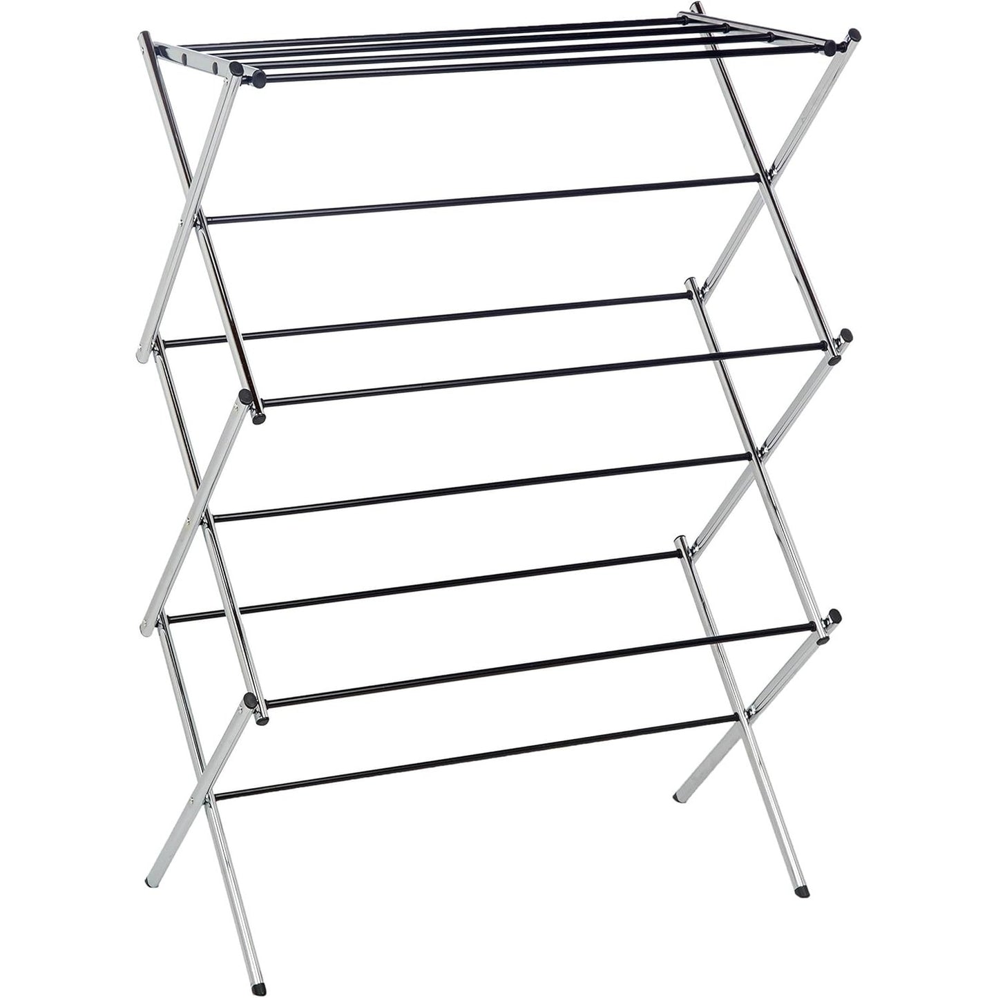 187491 - AMAZON BASICS: Fshesë Rrobash e Palosshme për Ambiente të Brendshme me Fizarmonikë, 74.9 x 36.8 x 106.2 cm (Gj x Gje x L), Ngjyrë Argjendi Kromi