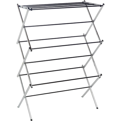 187491 - AMAZON BASICS: Fshesë Rrobash e Palosshme për Ambiente të Brendshme me Fizarmonikë, 74.9 x 36.8 x 106.2 cm (Gj x Gje x L), Ngjyrë Argjendi Kromi
