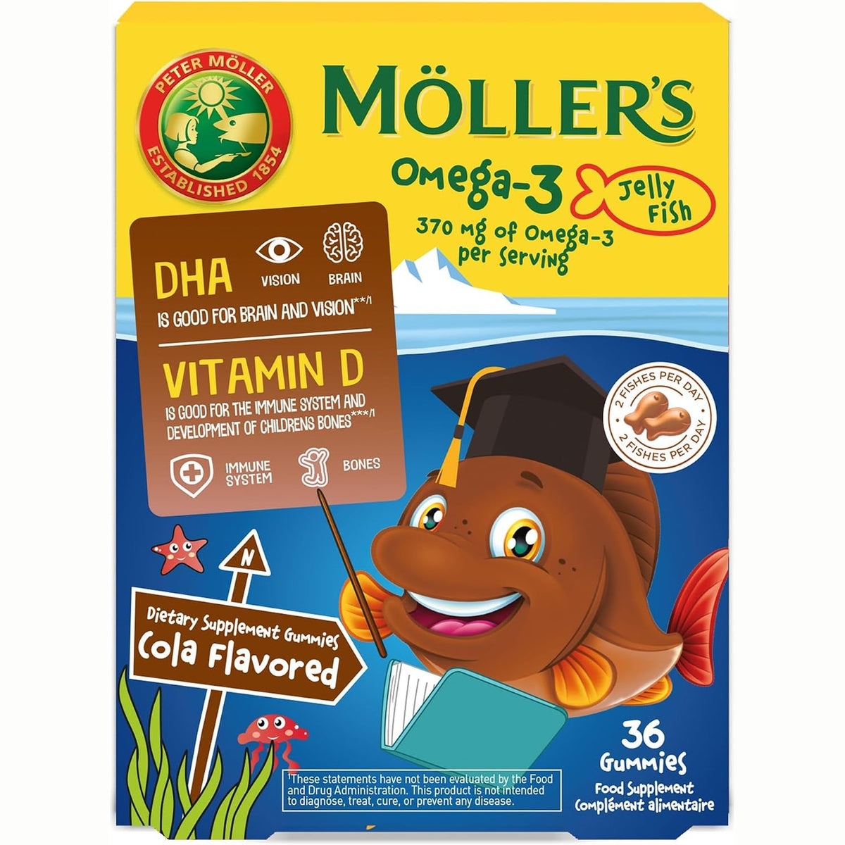 301376 - Möller's - Kapsula Omega 3 për Fëmijë - Vaj Peshku Natyral Omega 3 me Kola - Me DHA dhe EPA - 36 Kapsula - Pa gluten, pa laktozë dhe pa sheqer
