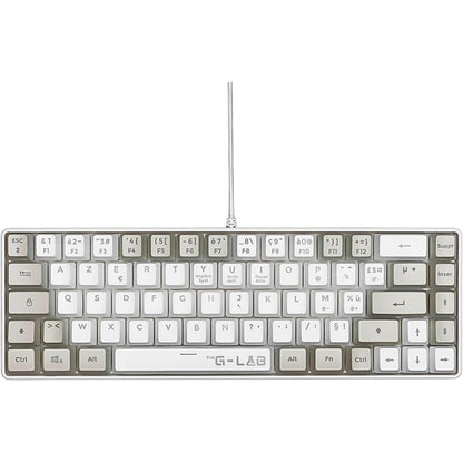 268717 - G-LAB Tastierë Lojërash Keyz Hydrogen 60%, AZERTY gjysmë-mekanike me tela, Ndriçim Prapa Shumëngjyrësh - Mini e Heshtur, Format Kompakt TKL - PC/PS4/PS5 - E Bardhë/Gri