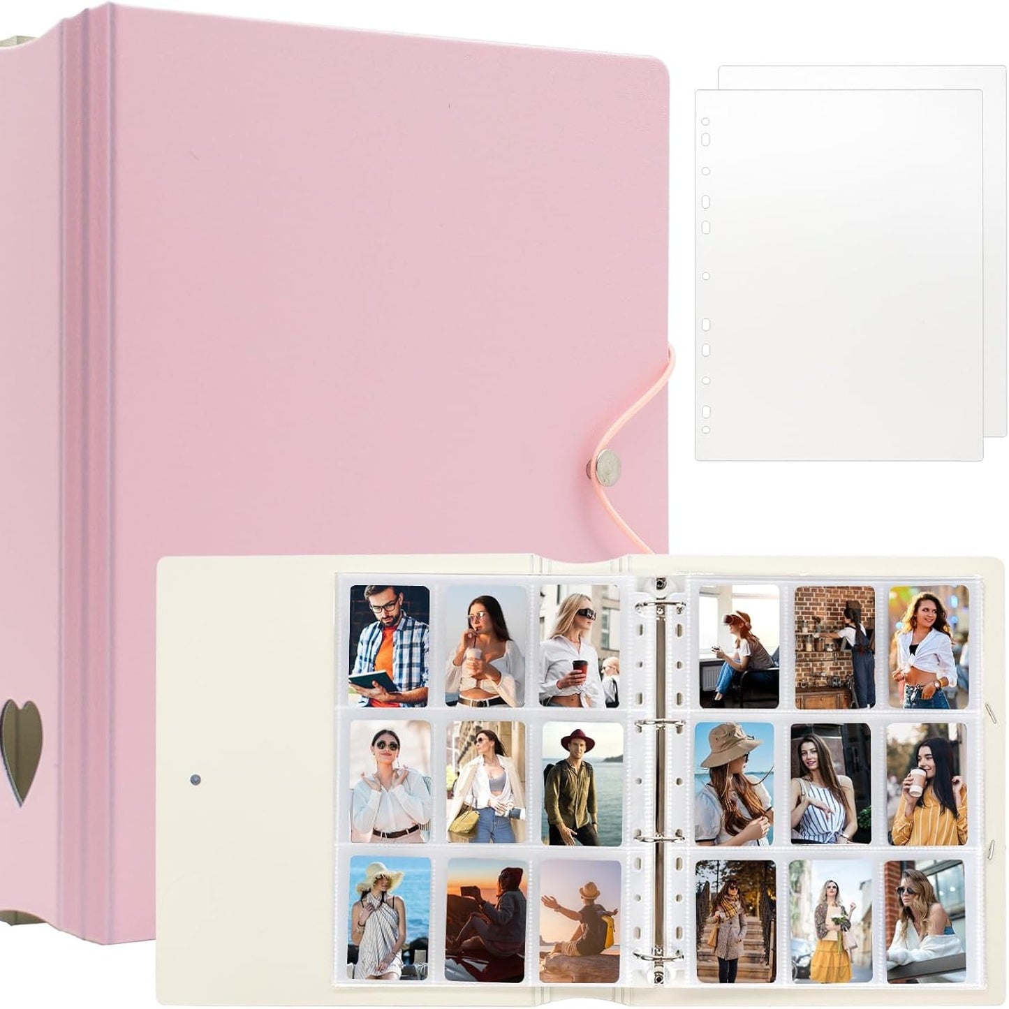 168268 - INSTAX MINI Album Fotosh A4 për Mini 11 12 9, Lidhëse Kartash Fotosh për Printerin Polaroid SnapTouch PIC-300 Z2300, Libër Fotosh për Kartat Kpop 2 x 3 (Rozë)